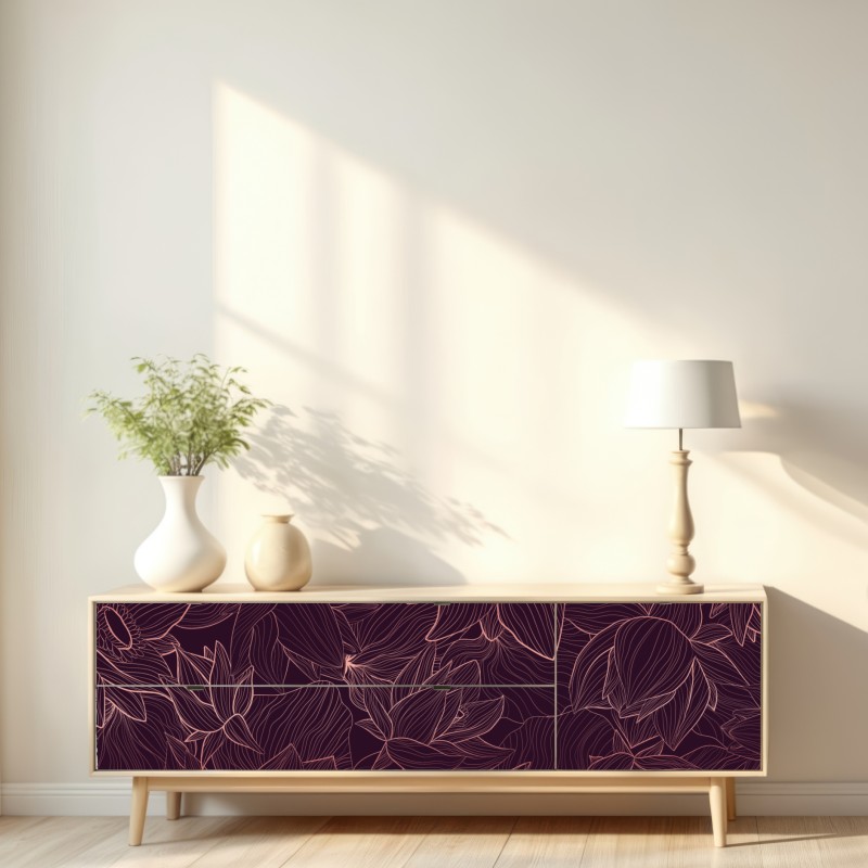 Naklejka repozycjonowalna elegancki różowy wzór kwiatowy – Wallissimo® Naklejka repozycjonowalna elegancki różowy wzór kwiatowy – Wallissimo®