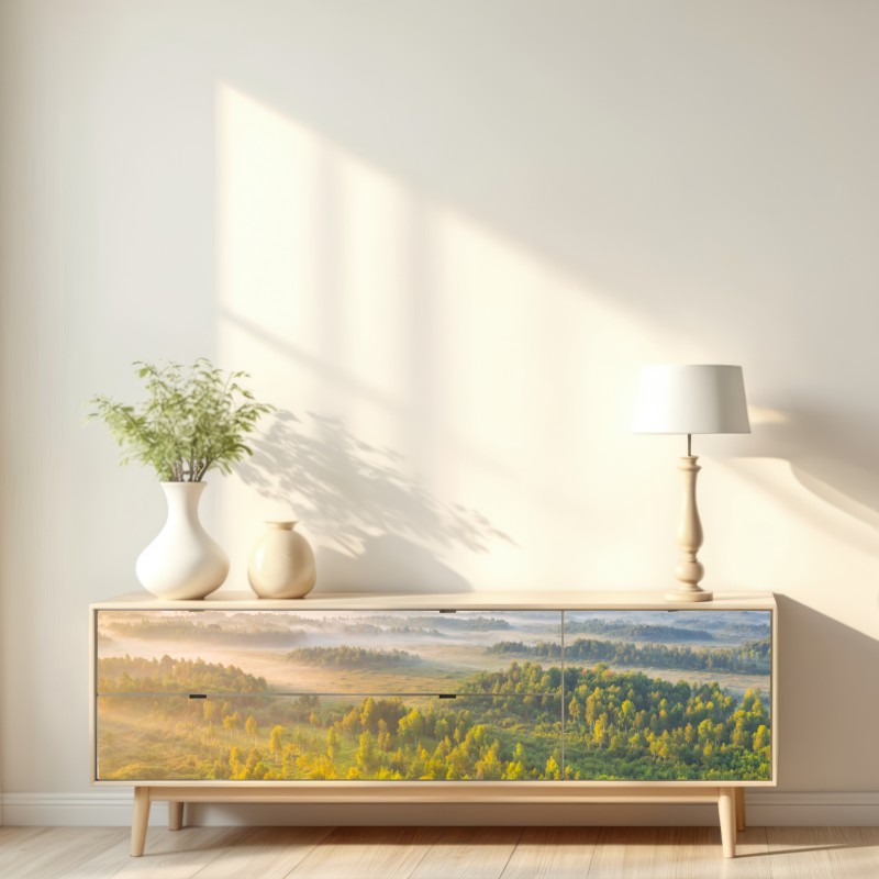 Naklejka repozycjonowalna mglista poranna w bagnie Zvanets – Wallissimo® Naklejka repozycjonowalna mglista poranna w bagnie Zvanets – Wallissimo®