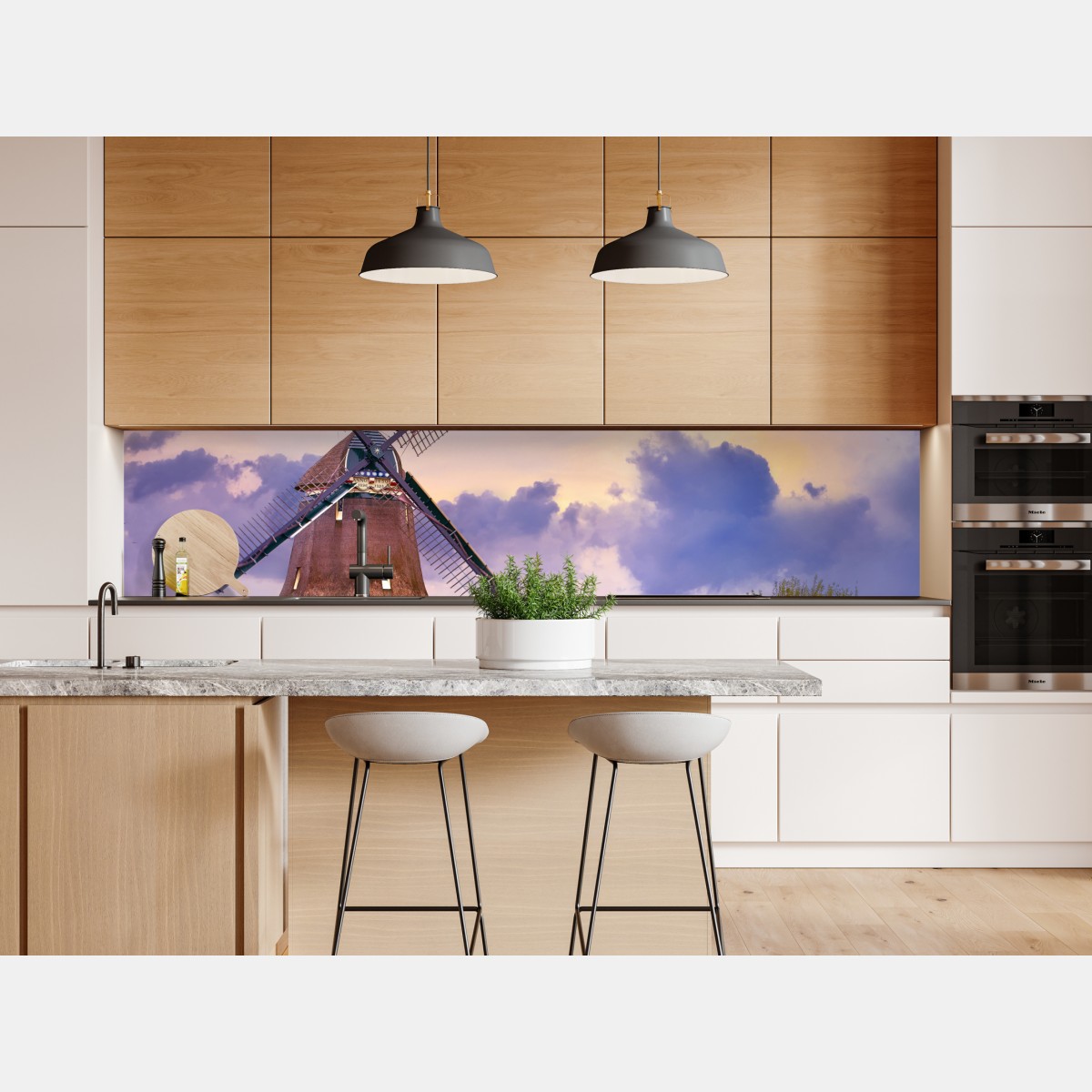 Naklejka repozycjonowalna historyczny wiatrak na złotych polach – Wallissimo® Naklejka repozycjonowalna historyczny wiatrak na złotych polach – Wallissimo®