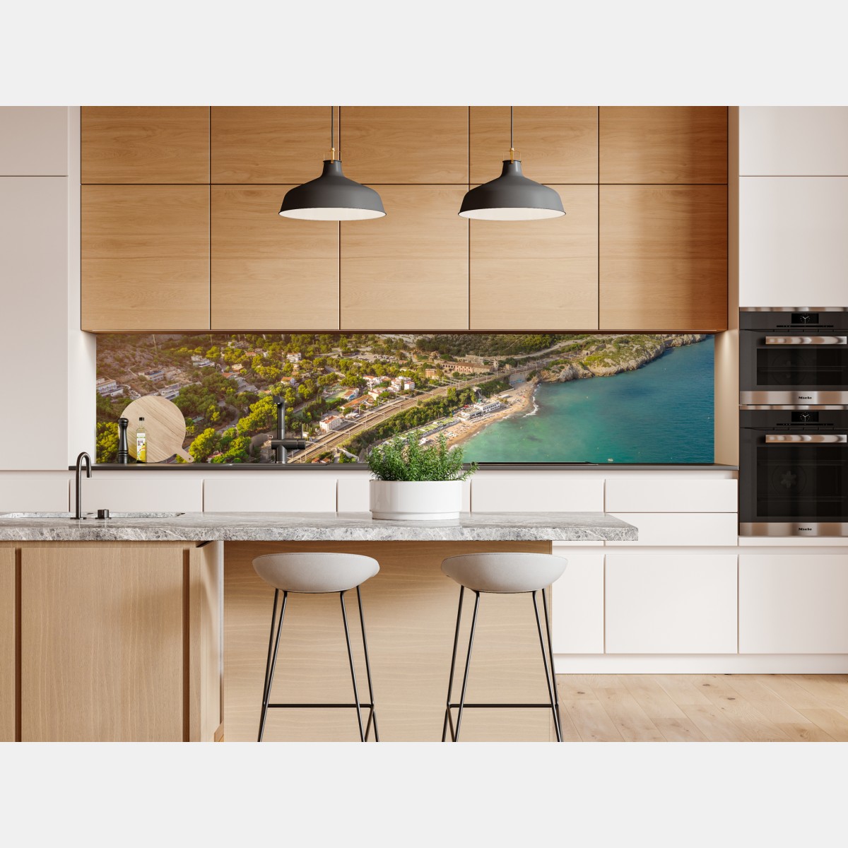 Naklejka repozycjonowalna turkusowy nadmorski pejzaż z lotu ptaka – Wallissimo® Naklejka repozycjonowalna turkusowy nadmorski pejzaż z lotu ptaka – Wallissimo®