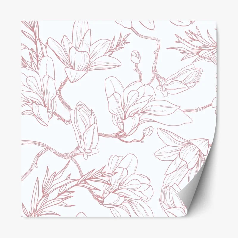 Naklejka repozycjonowalna delikatny wzór magnolii w miękkim różu