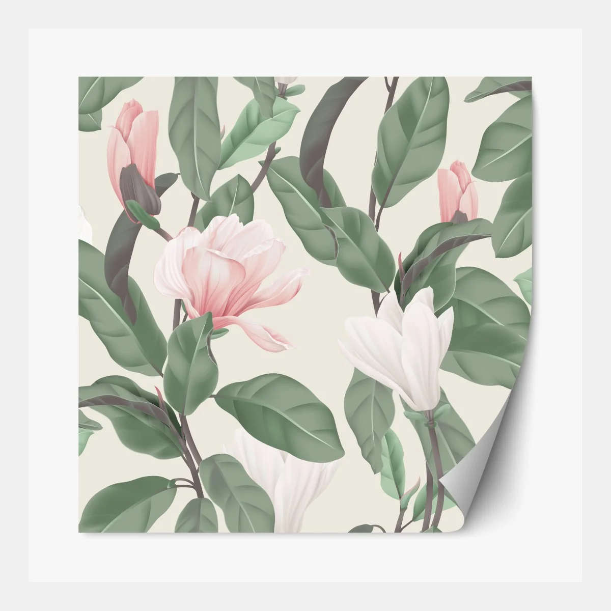 Naklejka repozycjonowalna pastelowy wzór z magnolią – Wallissimo® Naklejka repozycjonowalna pastelowy wzór z magnolią – Wallissimo®