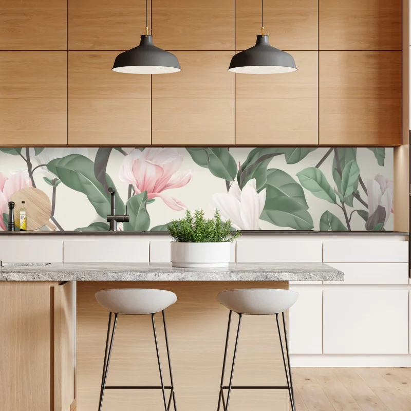 Naklejka repozycjonowalna żywy wzór hibiskusa w stylu retro – Wallissimo®