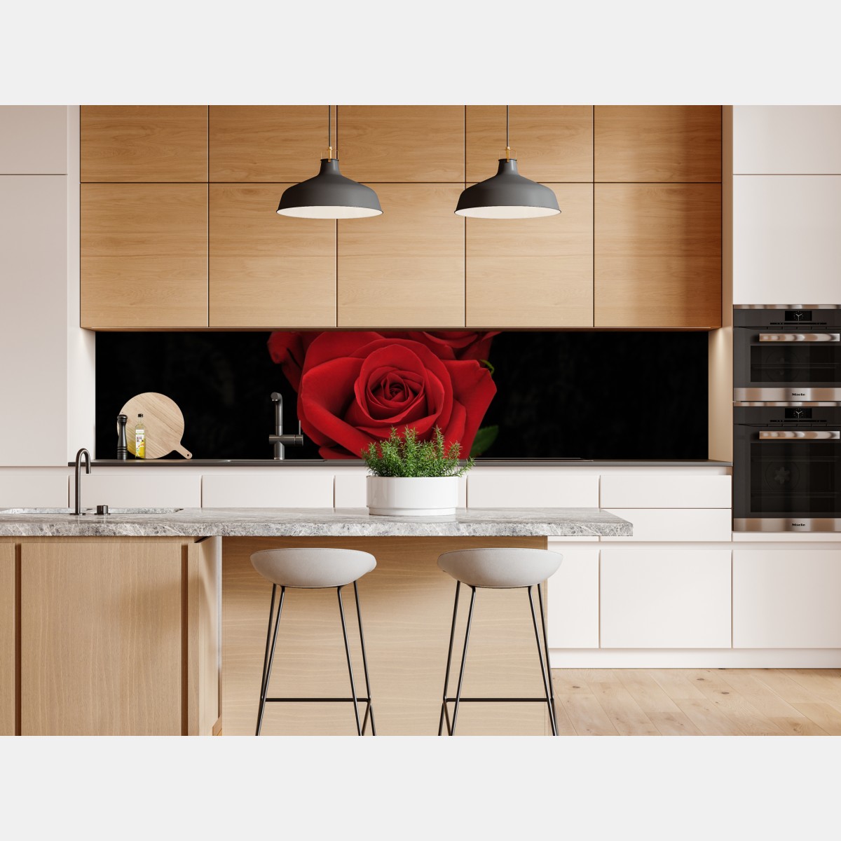 Naklejka repozycjonowalna czerwone róże na czarnym tle – Wallissimo® Naklejka repozycjonowalna czerwone róże na czarnym tle – Wallissimo®