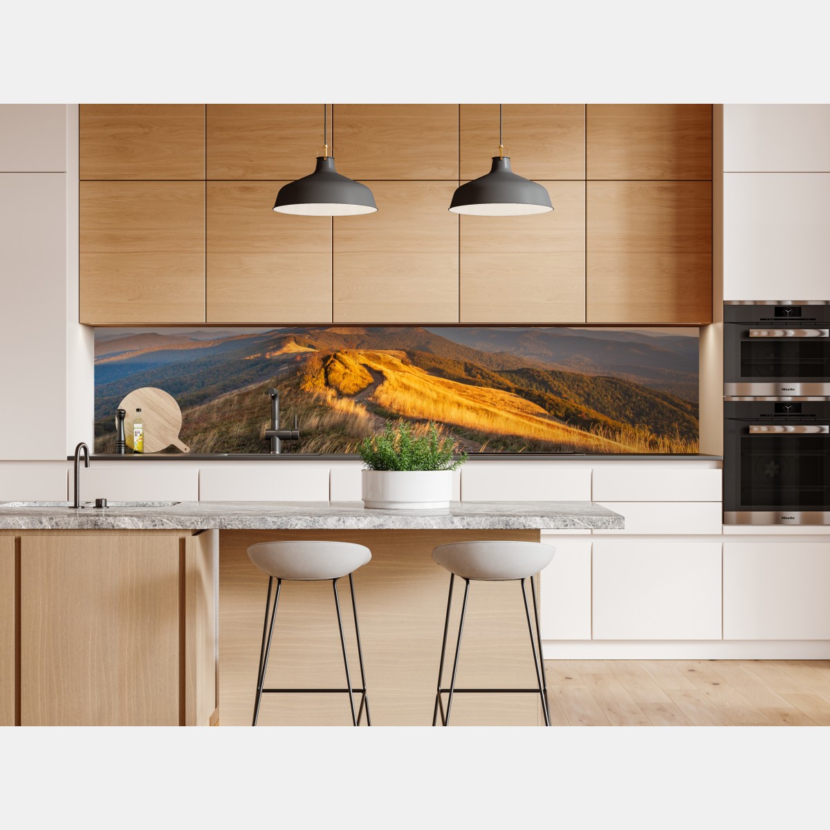 Naklejka repozycjonowalna złota grzęda górska o zachodzie słońca – Wallissimo® Naklejka repozycjonowalna złota grzęda górska o zachodzie słońca – Wallissimo®