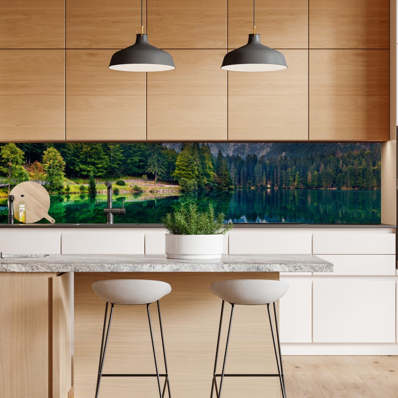 Naklejka repozycjonowalna mglista panorama górska – Wallissimo®