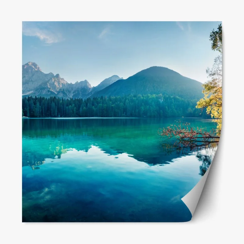 Naklejka repozycjonowalna delikatny niebieski wzór botaniczny – Wallissimo®