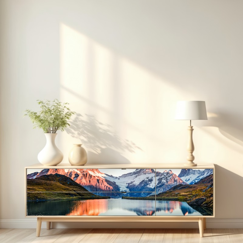 Naklejka repozycjonowalna odbicia zachodu słońca nad Bachalpsee, Szwajcaria – Wallissimo® Naklejka repozycjonowalna odbicia zachodu słońca nad Bachalpsee, Szwajcaria – Wallissimo®