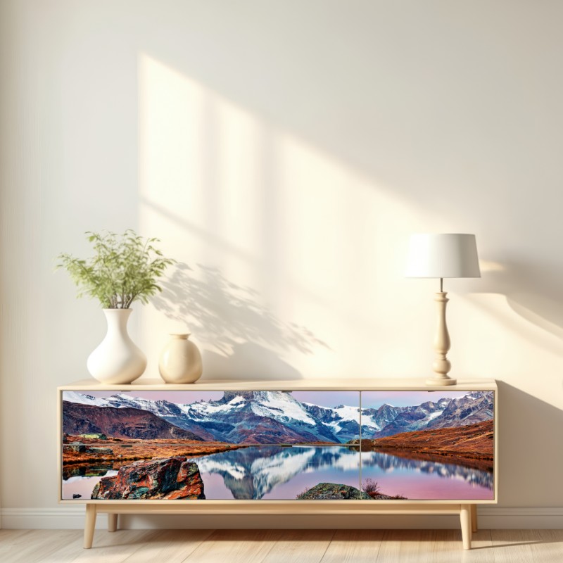 Naklejka repozycjonowalna odbicie Matterhorn o świcie – Wallissimo® Naklejka repozycjonowalna odbicie Matterhorn o świcie – Wallissimo®