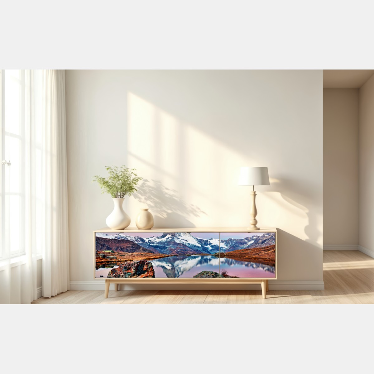 Naklejka repozycjonowalna odbicie Matterhorn o świcie – Wallissimo® Naklejka repozycjonowalna odbicie Matterhorn o świcie – Wallissimo®