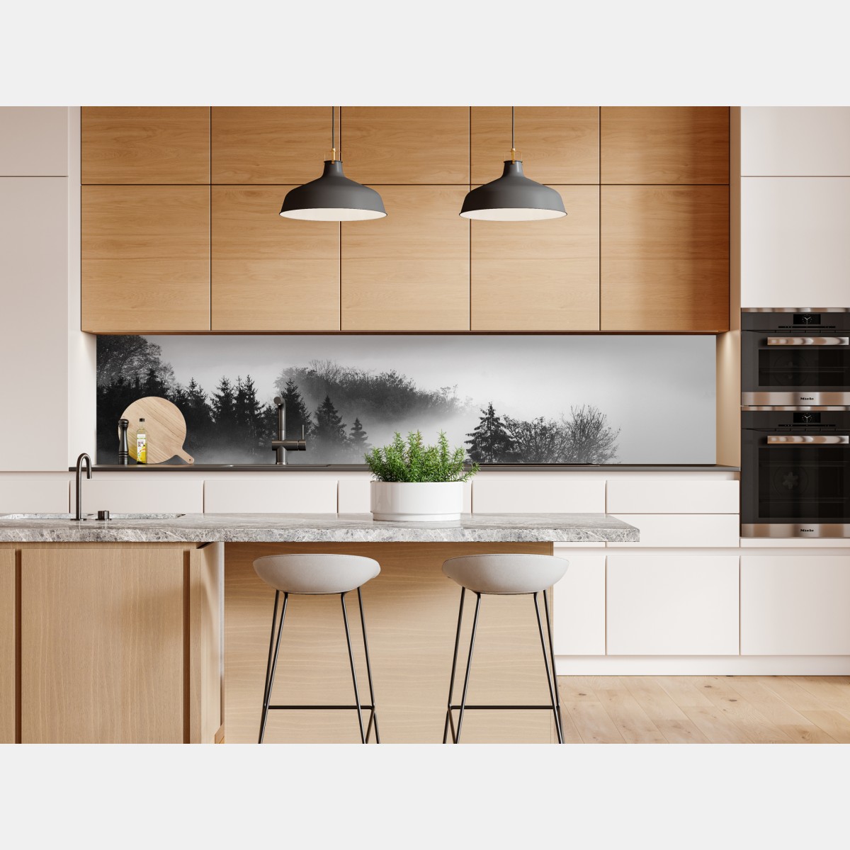 Naklejka repozycjonowalna mglisty las w odcieniach szarości – Wallissimo® Naklejka repozycjonowalna mglisty las w odcieniach szarości – Wallissimo®