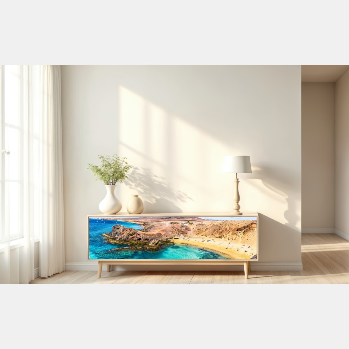 Naklejka repozycjonowalna turkusowa zatoka na plaży Papagayo – Wallissimo® Naklejka repozycjonowalna turkusowa zatoka na plaży Papagayo – Wallissimo®