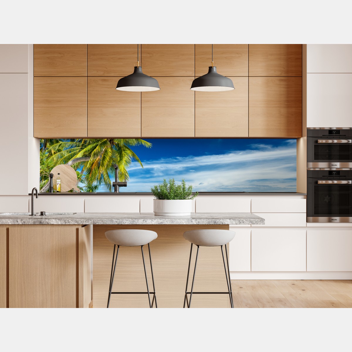 Naklejka repozycjonowalna tropikalna turkusowa plaża – Wallissimo® Naklejka repozycjonowalna tropikalna turkusowa plaża – Wallissimo®