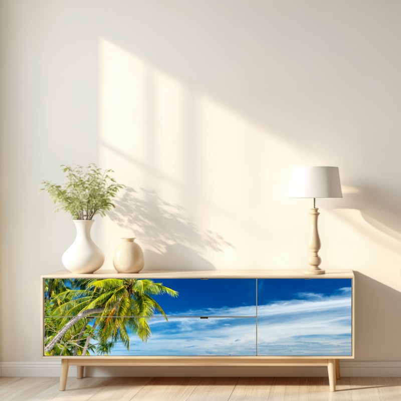 Naklejka repozycjonowalna tropikalna turkusowa plaża – Wallissimo® Naklejka repozycjonowalna tropikalna turkusowa plaża – Wallissimo®