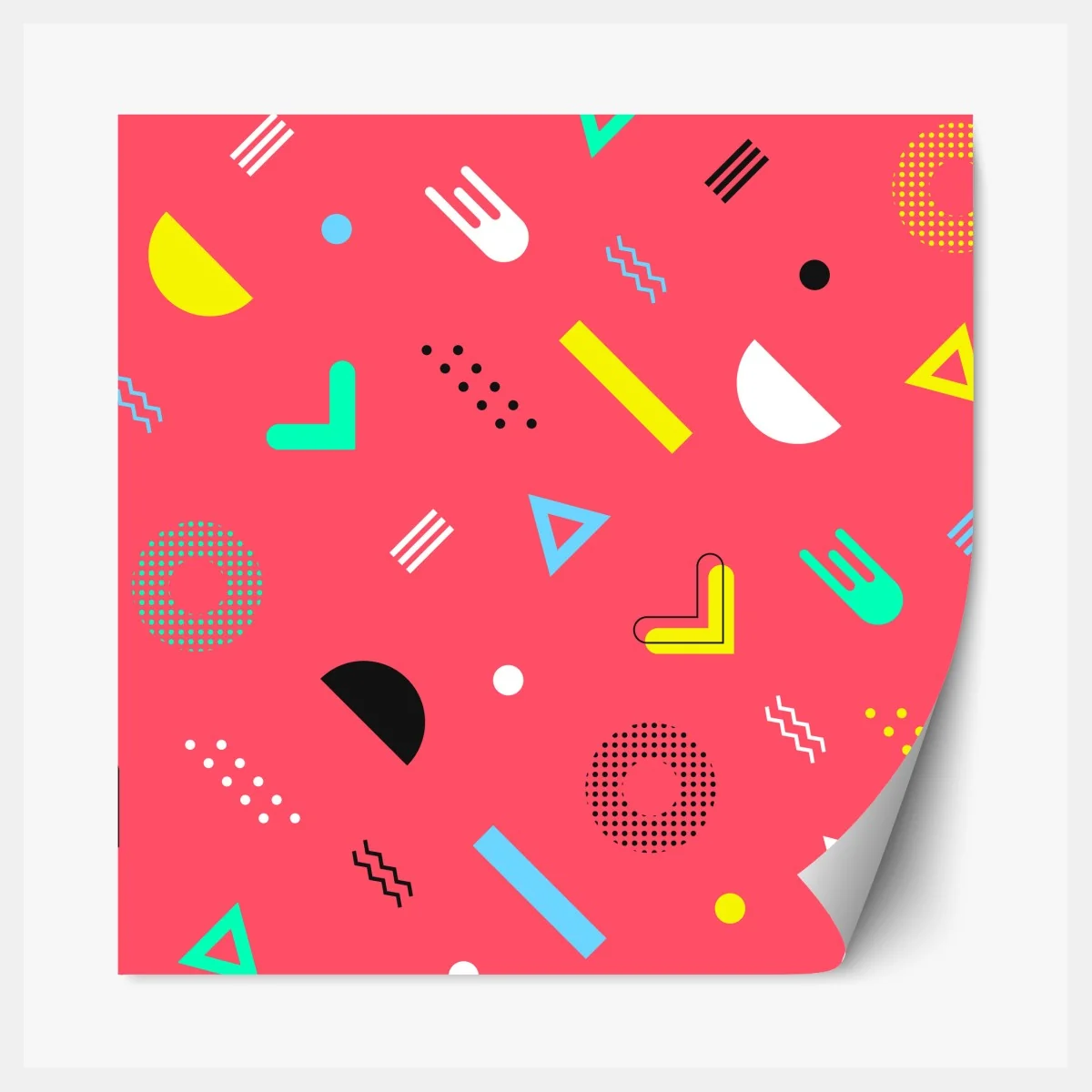 Naklejka repozycjonowalna żywy memphis geometryczny wzór – Wallissimo® Naklejka repozycjonowalna żywy memphis geometryczny wzór – Wallissimo®