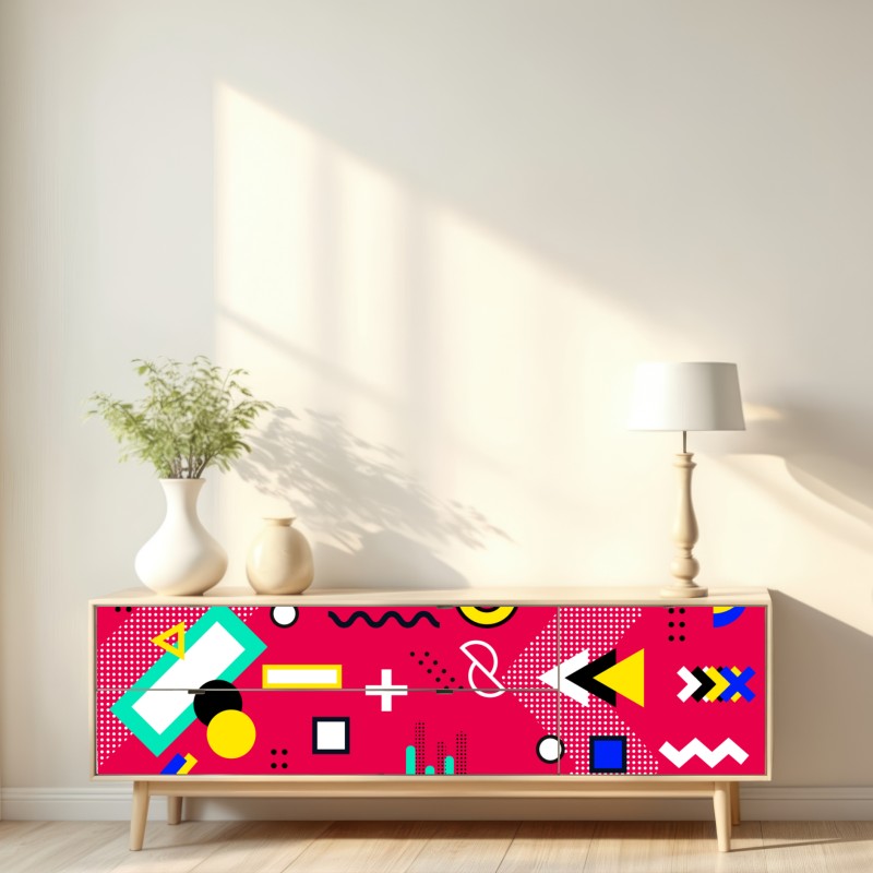 Naklejka repozycjonowalna żywy geometryczny wzór pop – Wallissimo® Naklejka repozycjonowalna żywy geometryczny wzór pop – Wallissimo®