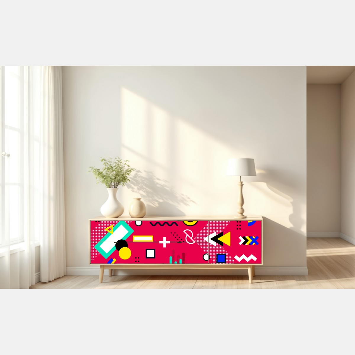 Naklejka repozycjonowalna żywy geometryczny wzór pop – Wallissimo® Naklejka repozycjonowalna żywy geometryczny wzór pop – Wallissimo®