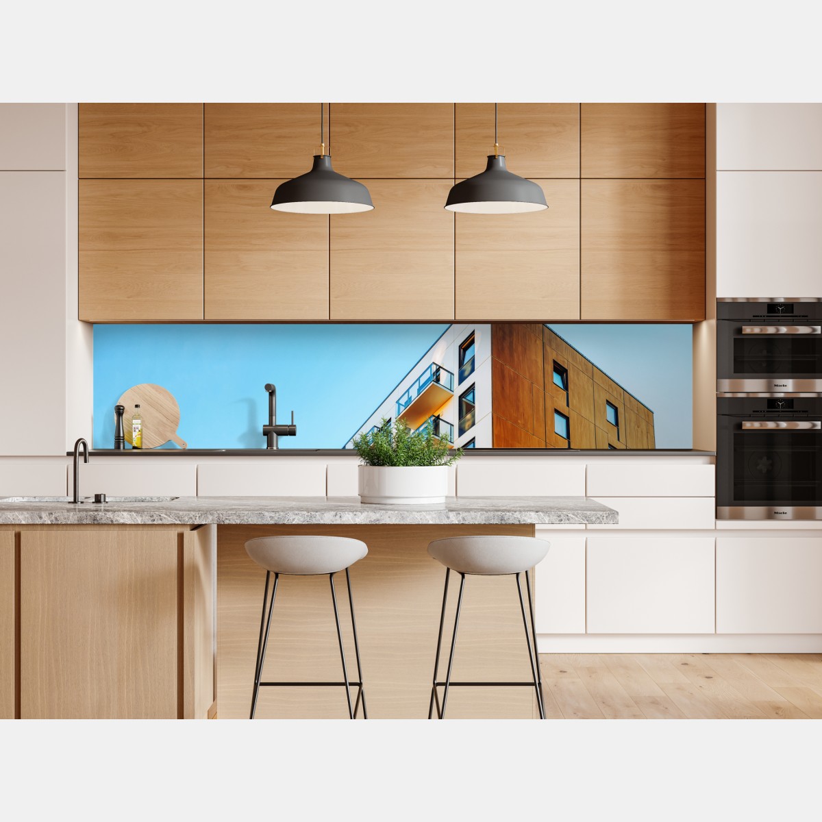 Naklejka repozycjonowalna nowoczesny budynek mieszkalny z balkonami – Wallissimo® Naklejka repozycjonowalna nowoczesny budynek mieszkalny z balkonami – Wallissimo®