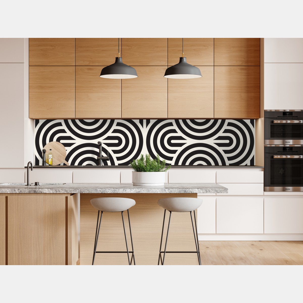 Naklejka repozycjonowalna czarno-biały geometryczny wzór – Wallissimo® Naklejka repozycjonowalna czarno-biały geometryczny wzór – Wallissimo®