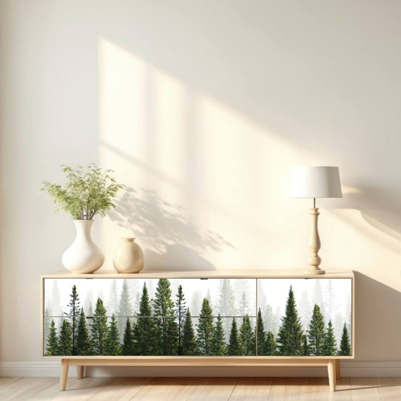 Naklejka repozycjonowalna mglisty las jodłowy – Wallissimo® Naklejka repozycjonowalna mglisty las jodłowy – Wallissimo®