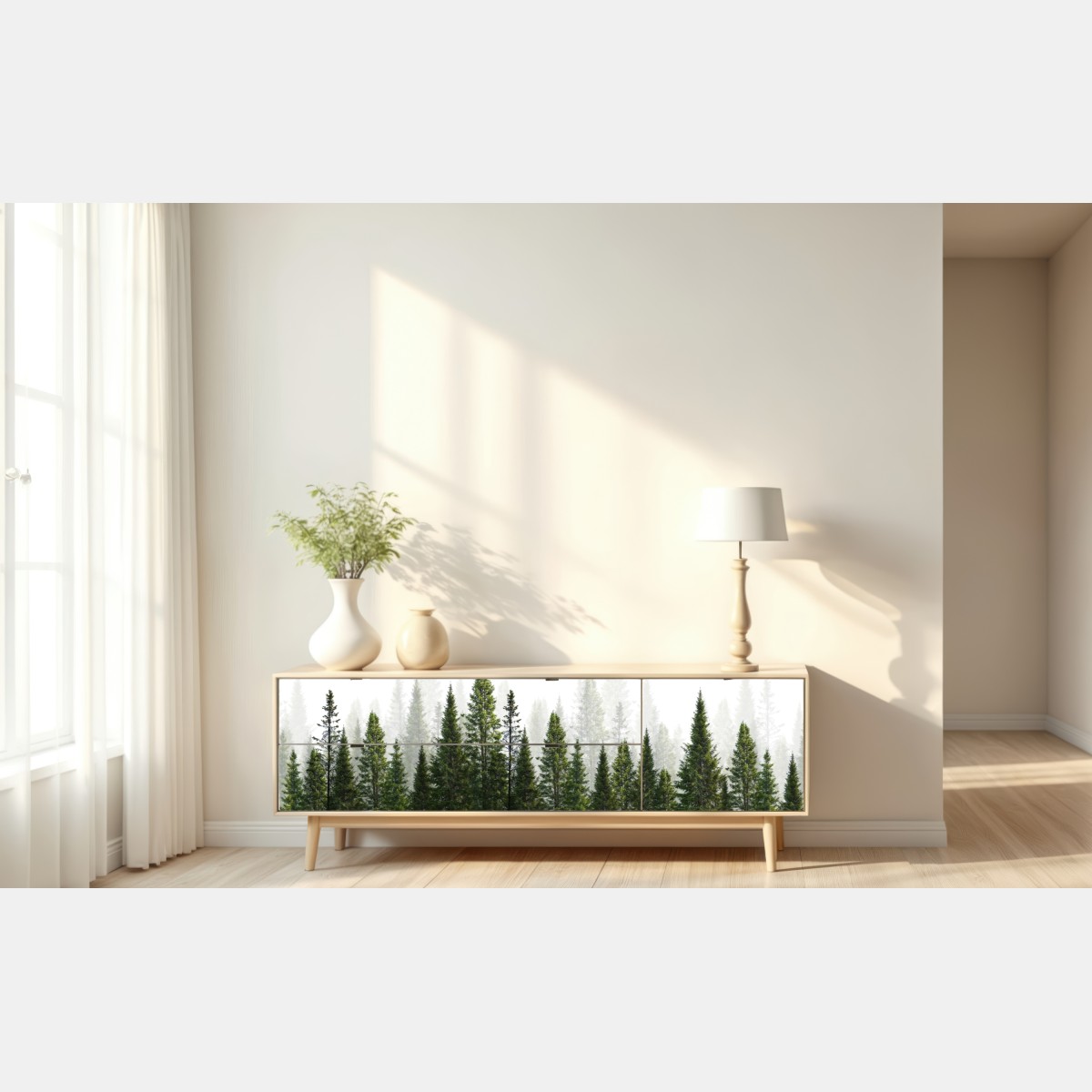 Naklejka repozycjonowalna mglisty las jodłowy – Wallissimo® Naklejka repozycjonowalna mglisty las jodłowy – Wallissimo®