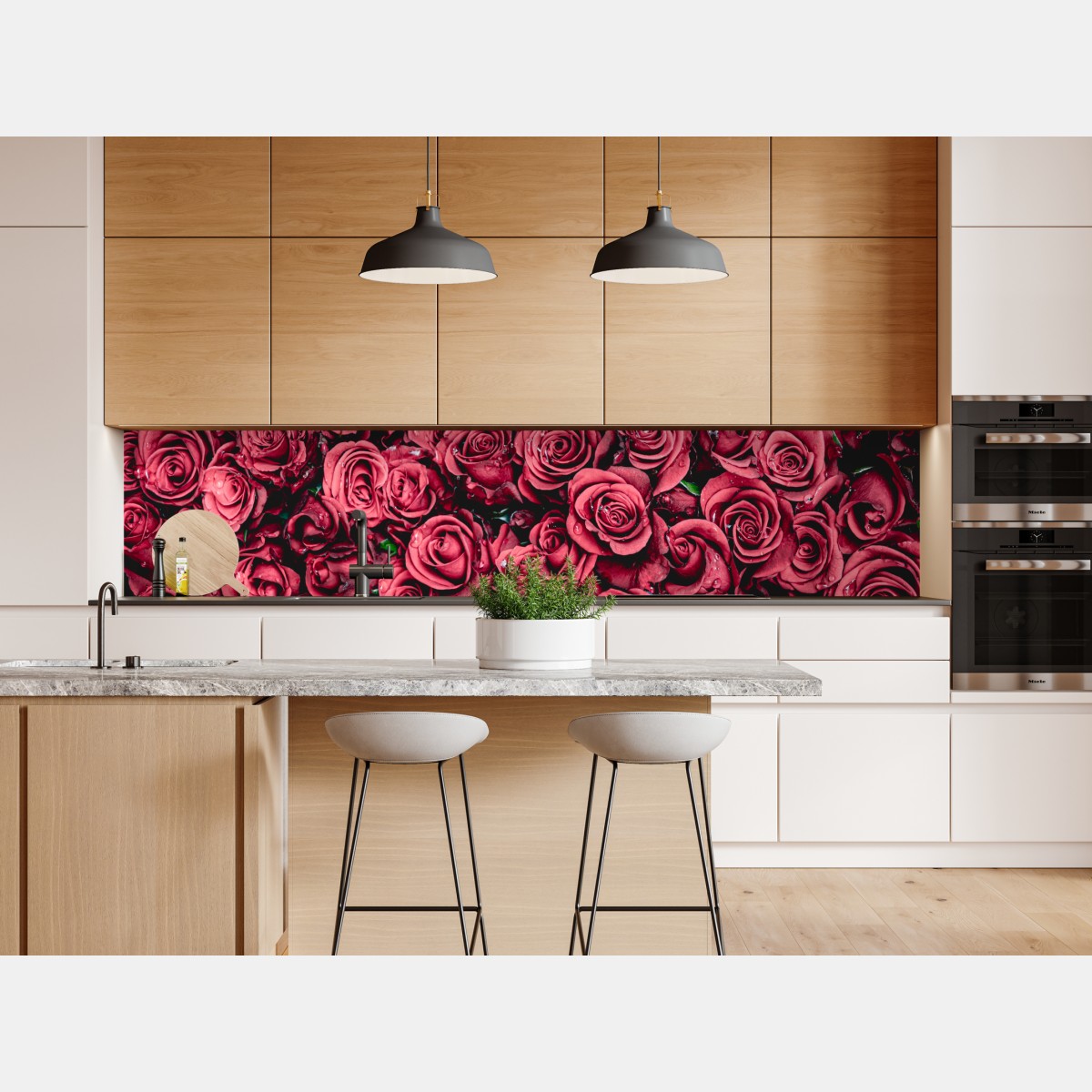 Naklejka repozycjonowalna gęste czerwone róże dekoracja ścienna – Wallissimo® Naklejka repozycjonowalna gęste czerwone róże dekoracja ścienna – Wallissimo®