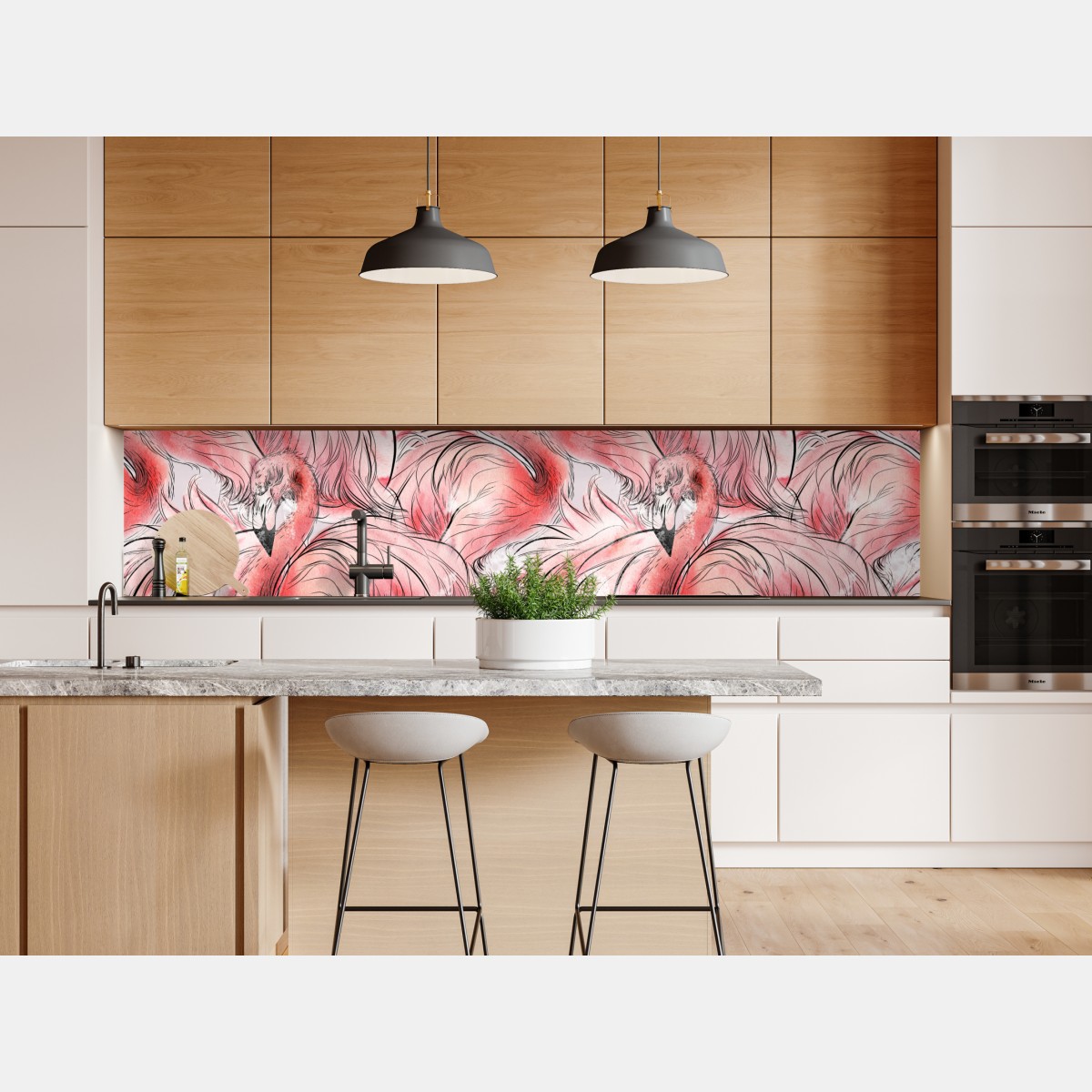 Naklejka repozycjonowalna akwarelowy wzór z flamingami – Wallissimo® Naklejka repozycjonowalna akwarelowy wzór z flamingami – Wallissimo®