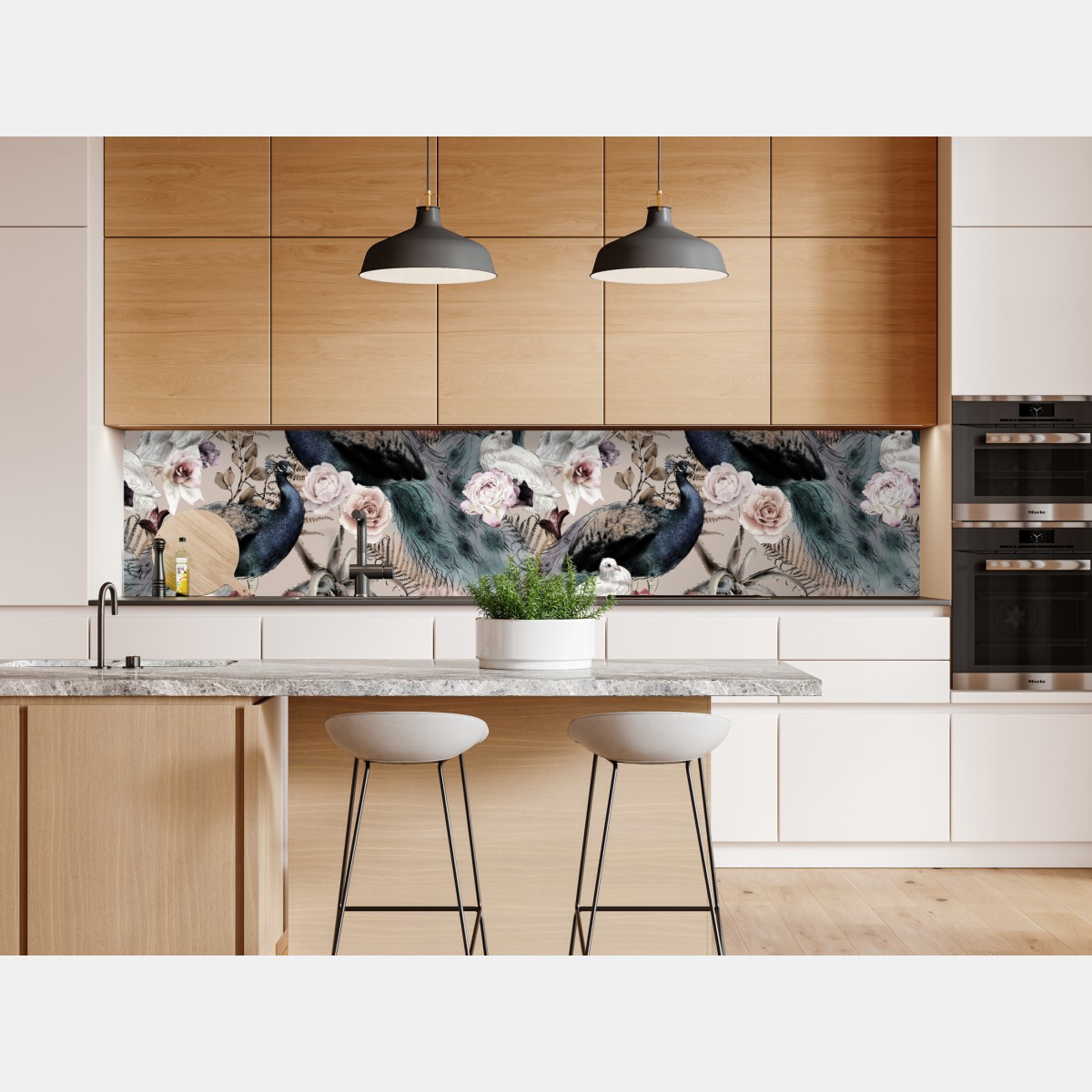 Naklejka repozycjonowalna akwarelowy wzór z ptakami i różami – Wallissimo® Naklejka repozycjonowalna akwarelowy wzór z ptakami i różami – Wallissimo®