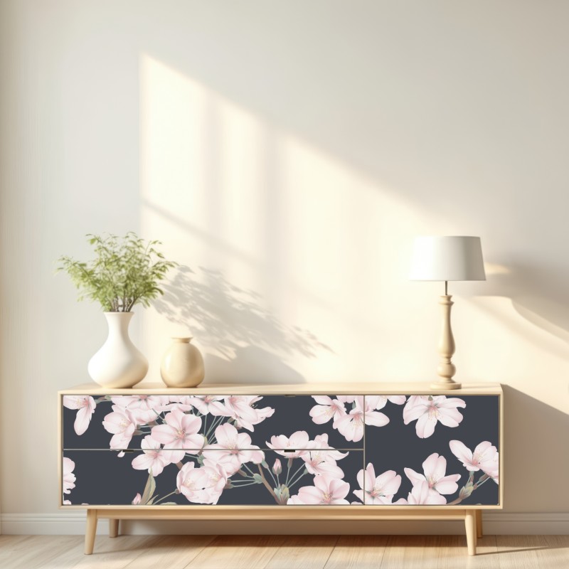 Naklejka repozycjonowalna delikatny wzór kwiatów wiśni – Wallissimo® Naklejka repozycjonowalna delikatny wzór kwiatów wiśni – Wallissimo®