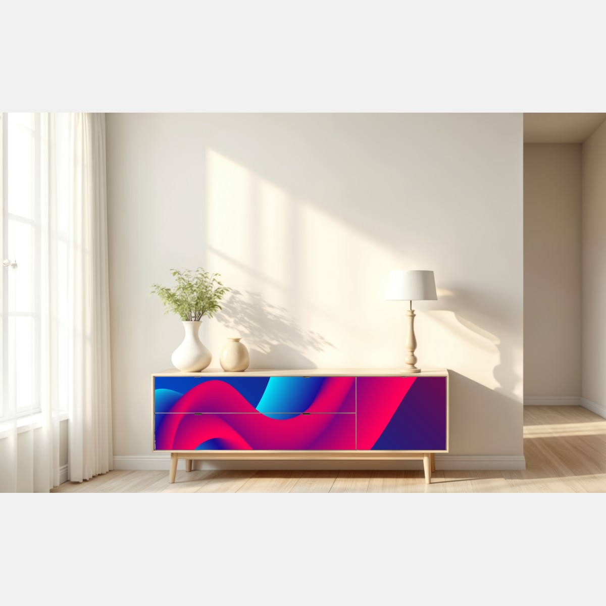 Naklejka repozycjonowalna żywe falujące gradienty – Wallissimo® Naklejka repozycjonowalna żywe falujące gradienty – Wallissimo®