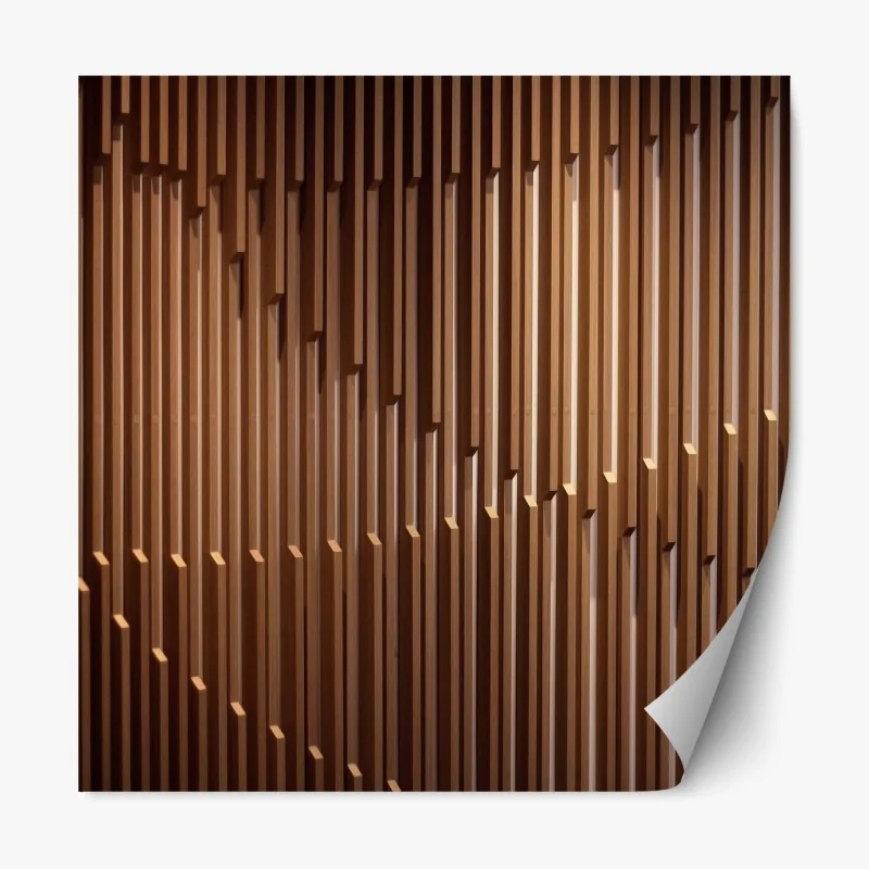 Naklejka repozycjonowalna ciepły wzór drewnianych lameli na ścianę