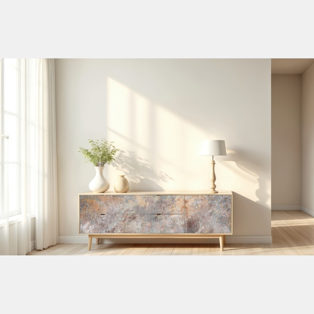 Naklejka repozycjonowalna subtelna teksturowana abstrakcja w ciepłych neutralnych tonach – Wallissimo® Naklejka repozycjonowalna subtelna teksturowana abstrakcja w ciepłych neutralnych tonach – Wallissimo®