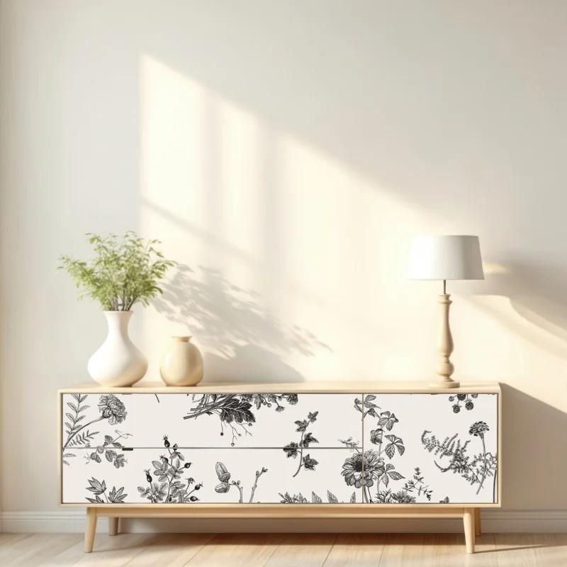 Naklejka repozycjonowalna klasyczny czarno-biały wzór kwiatowy – Wallissimo® Naklejka repozycjonowalna klasyczny czarno-biały wzór kwiatowy – Wallissimo®