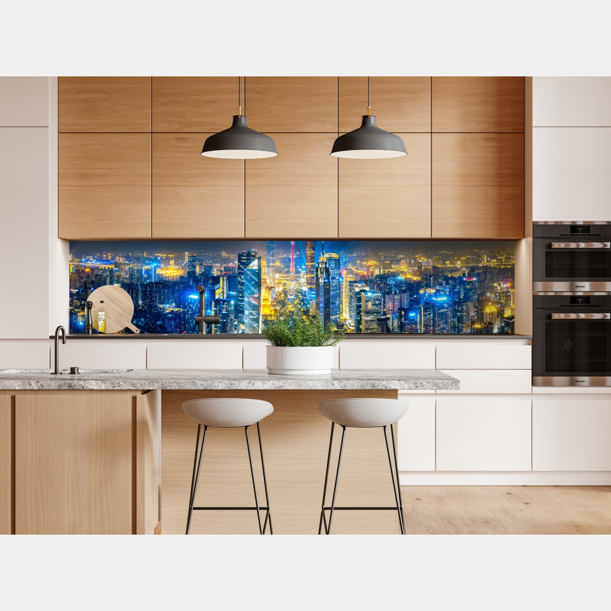 Naklejka repozycjonowalna nocna panorama skyline Guangzhou – Wallissimo® Naklejka repozycjonowalna nocna panorama skyline Guangzhou – Wallissimo®