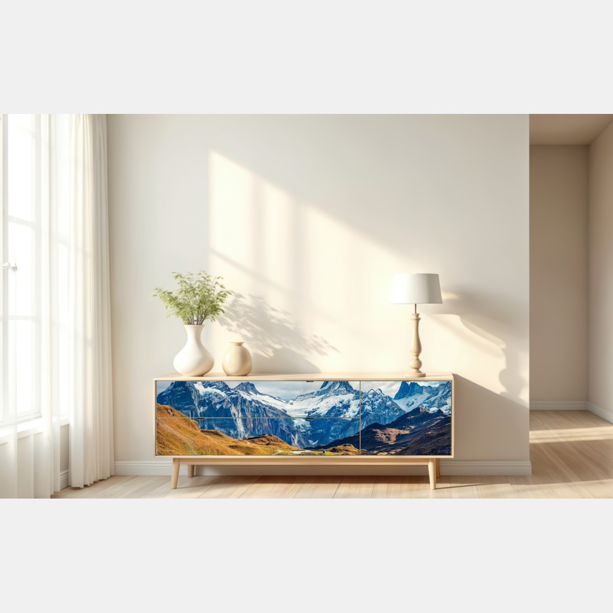 Naklejka repozycjonowalna poranek nad jeziorem Bachalp, Alpy Szwajcarskie – Wallissimo® Naklejka repozycjonowalna poranek nad jeziorem Bachalp, Alpy Szwajcarskie – Wallissimo®