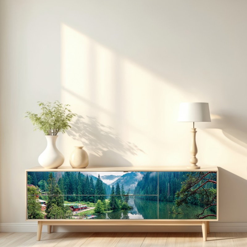 Naklejka repozycjonowalna mglisty poranek nad Lacu Rosu – Wallissimo® Naklejka repozycjonowalna mglisty poranek nad Lacu Rosu – Wallissimo®