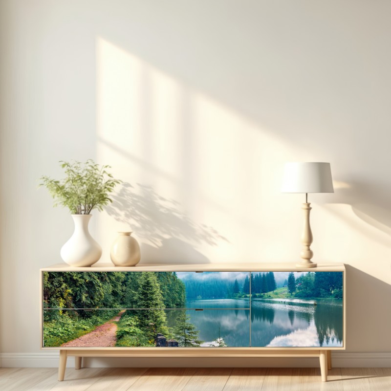 Naklejka repozycjonowalna mglisty poranek nad Lacu Rosu – Wallissimo® Naklejka repozycjonowalna mglisty poranek nad Lacu Rosu – Wallissimo®