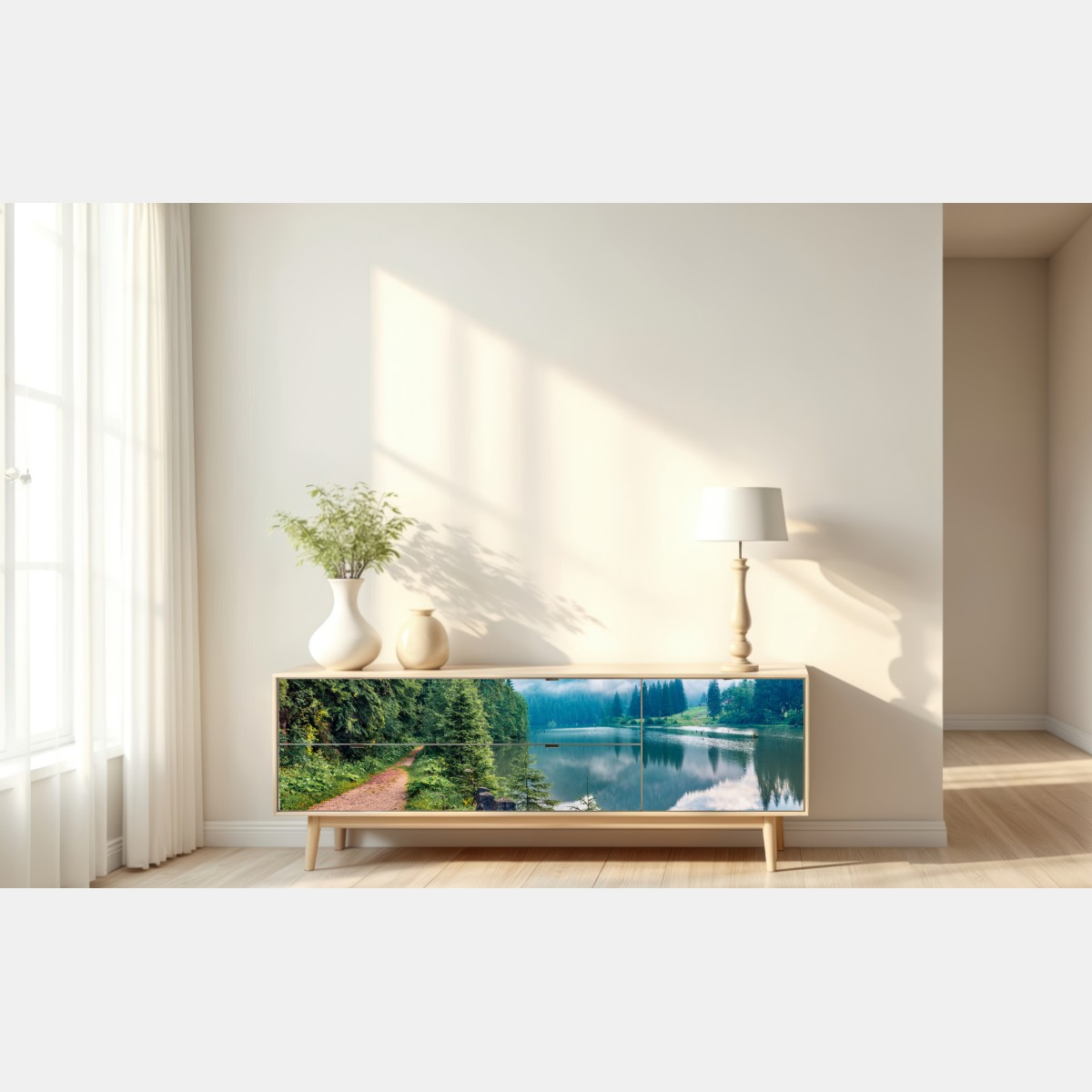 Naklejka repozycjonowalna mglisty poranek nad Lacu Rosu – Wallissimo® Naklejka repozycjonowalna mglisty poranek nad Lacu Rosu – Wallissimo®