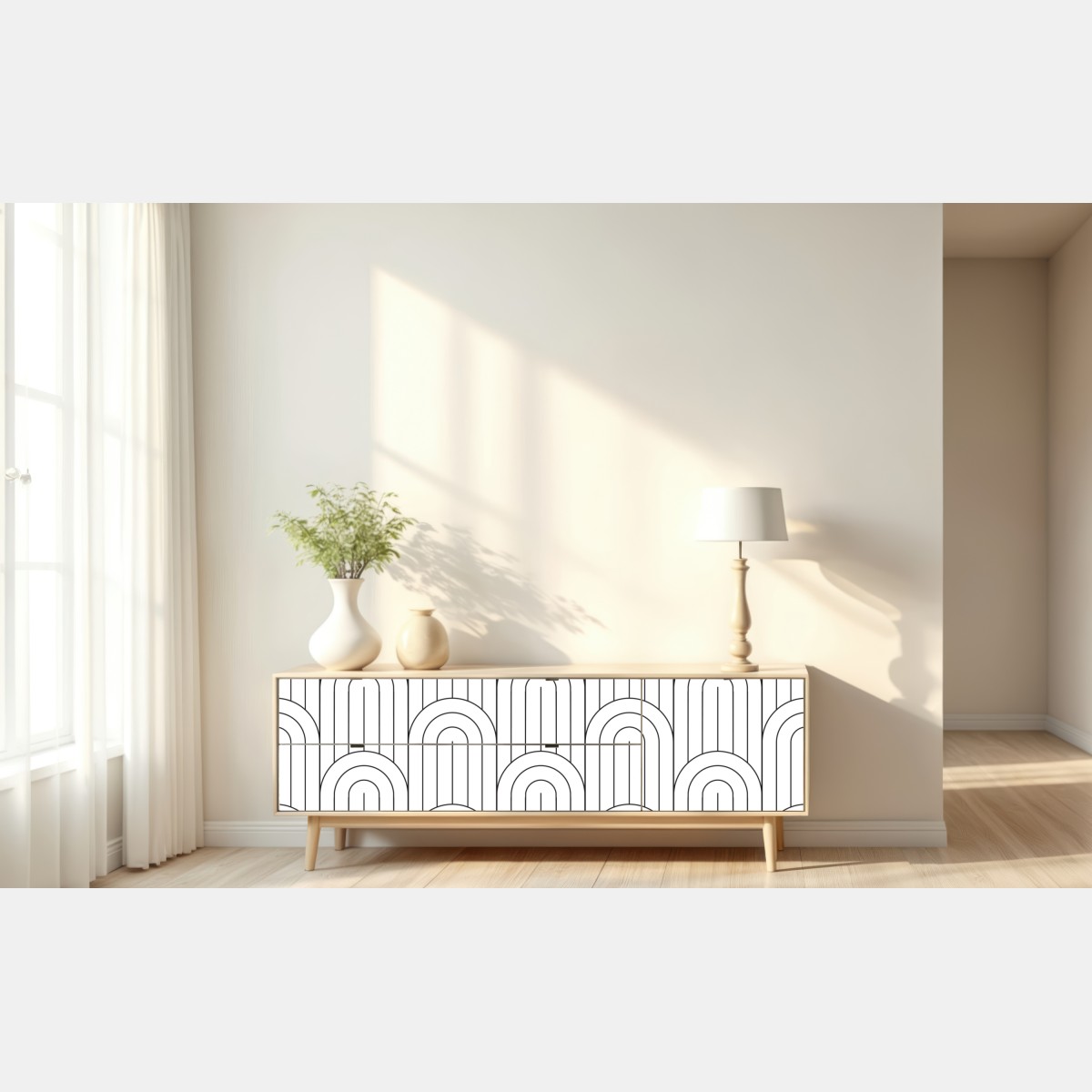 Naklejka repozycjonowalna monochromatyczny wzór łuków – Wallissimo® Naklejka repozycjonowalna monochromatyczny wzór łuków – Wallissimo®