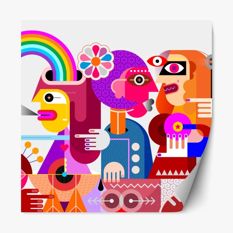 Naklejka repozycjonowalna zabawny wzór księżniczki z koronami i ustami – Wallissimo®