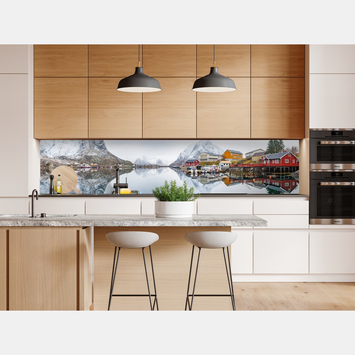 Naklejka repozycjonowalna spokojna panorama górskiego fiordu – Wallissimo® Naklejka repozycjonowalna spokojna panorama górskiego fiordu – Wallissimo®