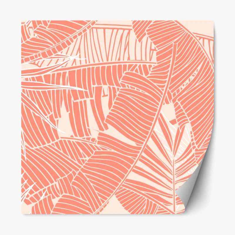 Naklejka repozycjonowalna czerwony botaniczny wzór liści – Wallissimo®