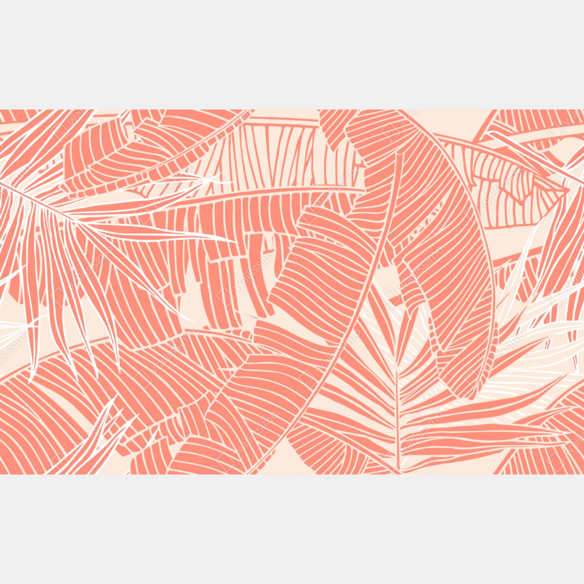 Naklejka repozycjonowalna koralowy wzór tropikalnych liści – Wallissimo® Naklejka repozycjonowalna koralowy wzór tropikalnych liści – Wallissimo®