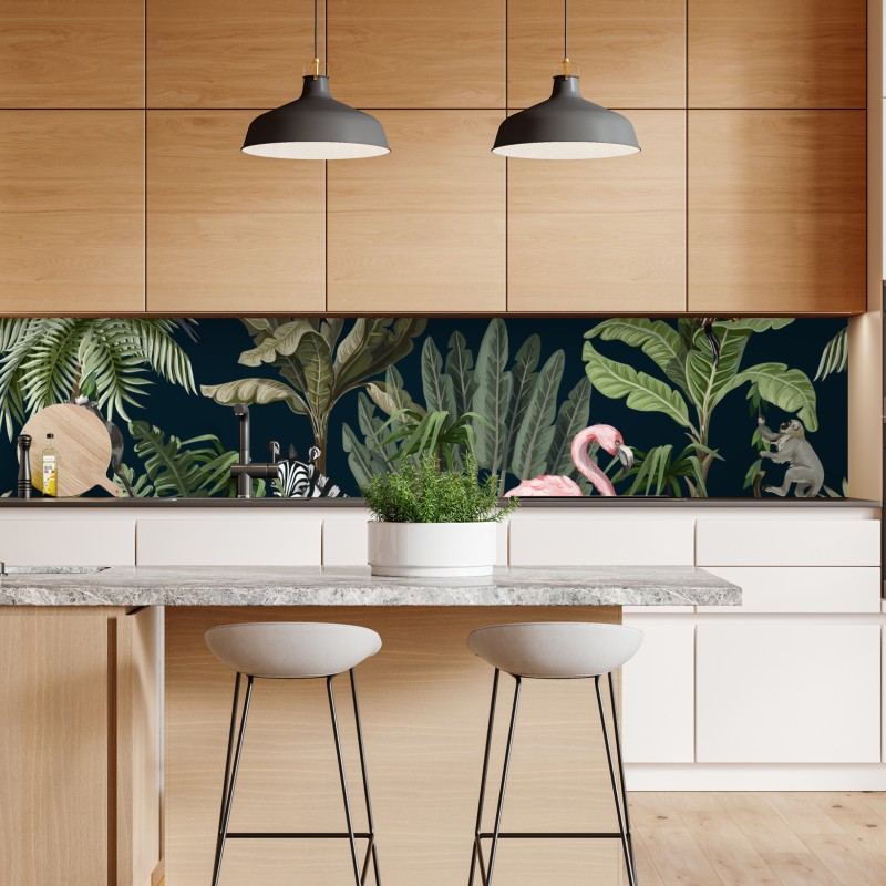 Naklejka repozycjonowalna akwarelowy wzór liści monstery – Wallissimo®