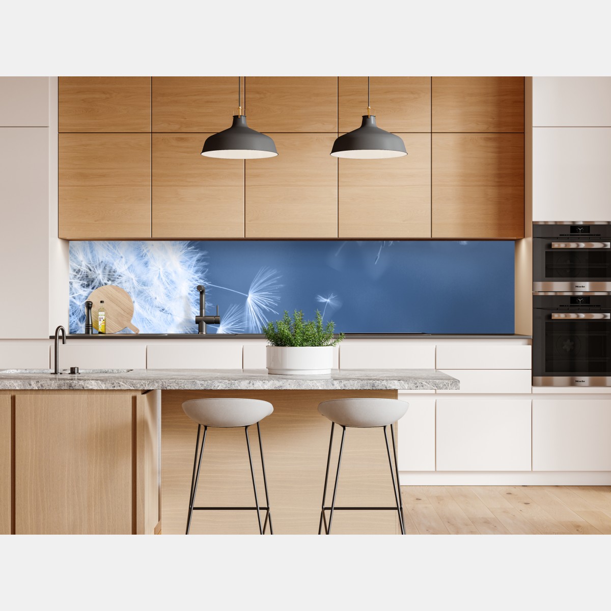 Naklejka repozycjonowalna delikatne nasiona dmuchawca w odcieniach niebieskiego – Wallissimo® Naklejka repozycjonowalna delikatne nasiona dmuchawca w odcieniach niebieskiego – Wallissimo®