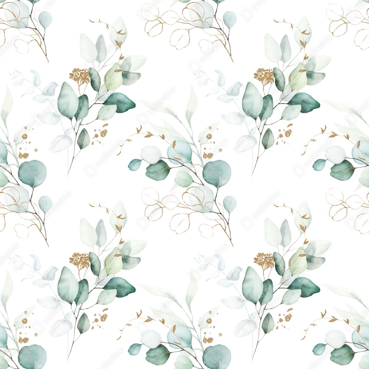 Naklejka repozycjonowalna akwarelowy wzór eukaliptusa w zieleni – Wallissimo® Naklejka repozycjonowalna akwarelowy wzór eukaliptusa w zieleni – Wallissimo®