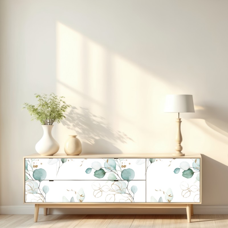 Naklejka repozycjonowalna akwarelowy wzór eukaliptusa w zieleni – Wallissimo® Naklejka repozycjonowalna akwarelowy wzór eukaliptusa w zieleni – Wallissimo®