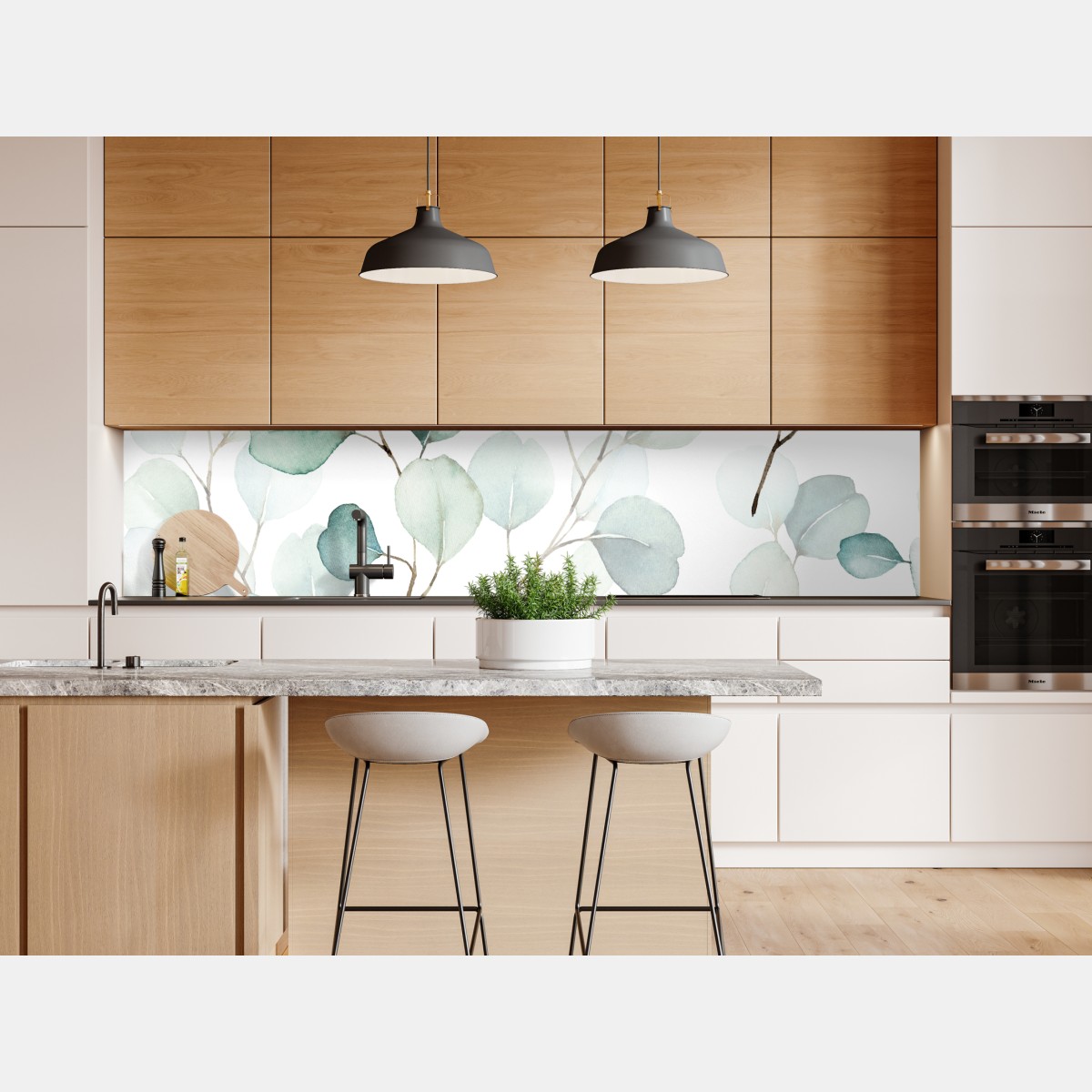 Naklejka repozycjonowalna delikatny wzór liści eukaliptusa w akwareli – Wallissimo® Naklejka repozycjonowalna delikatny wzór liści eukaliptusa w akwareli – Wallissimo®