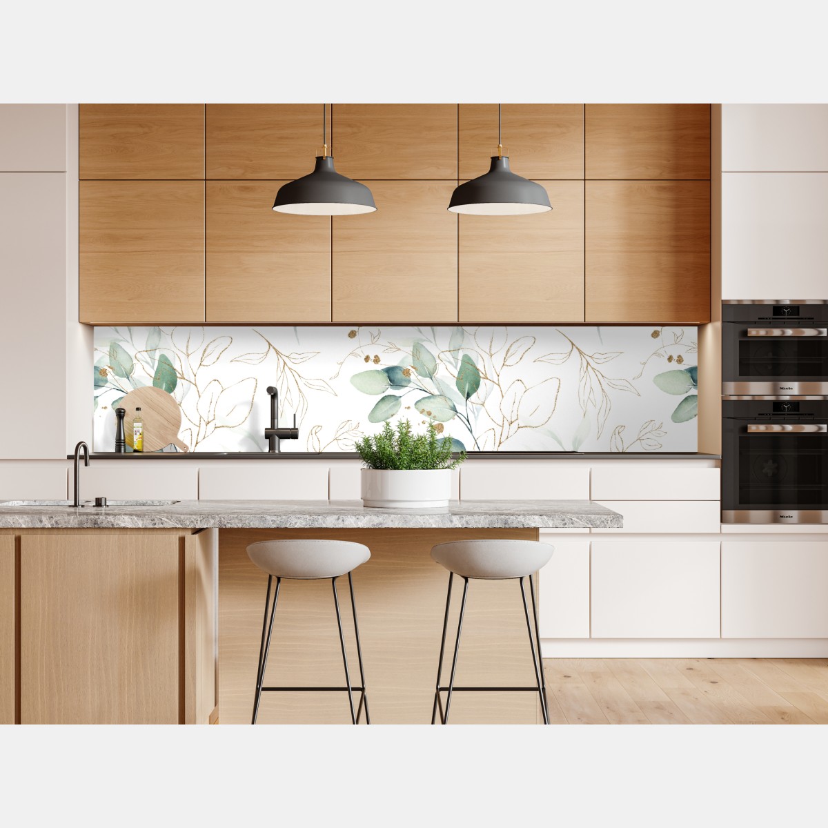 Naklejka repozycjonowalna miękki wzór eukaliptusa w akwareli – Wallissimo® Naklejka repozycjonowalna miękki wzór eukaliptusa w akwareli – Wallissimo®