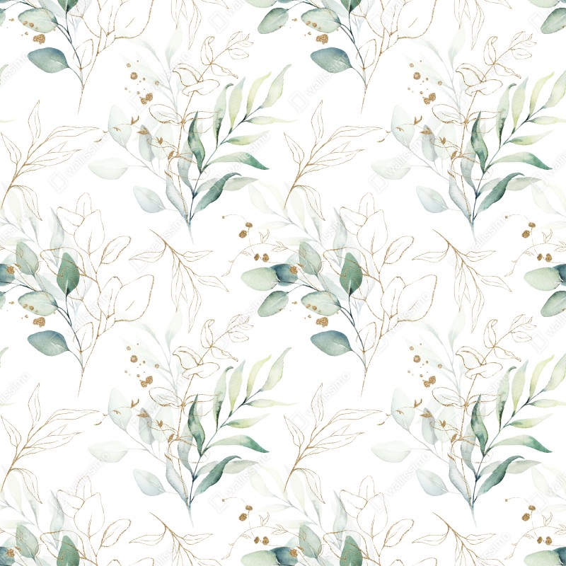 Naklejka repozycjonowalna miękki wzór eukaliptusa w akwareli – Wallissimo® Naklejka repozycjonowalna miękki wzór eukaliptusa w akwareli – Wallissimo®